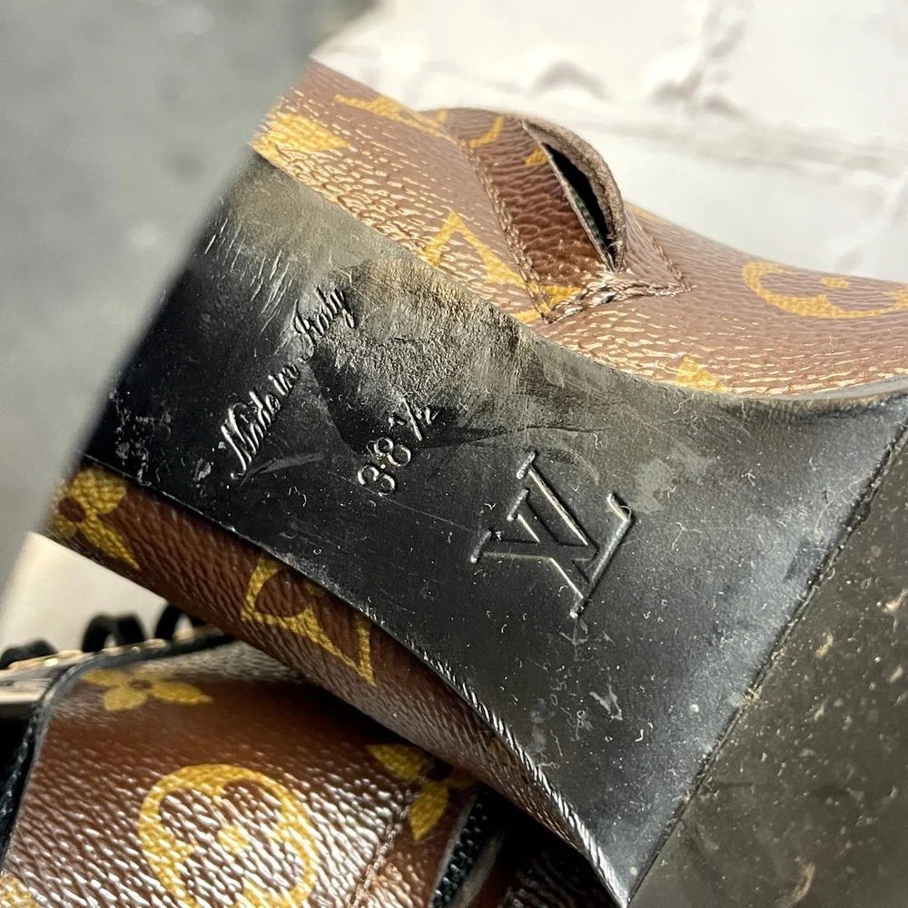 Louis Vuitton Black and Brown Lace Up Boots - Picture 8 of 11